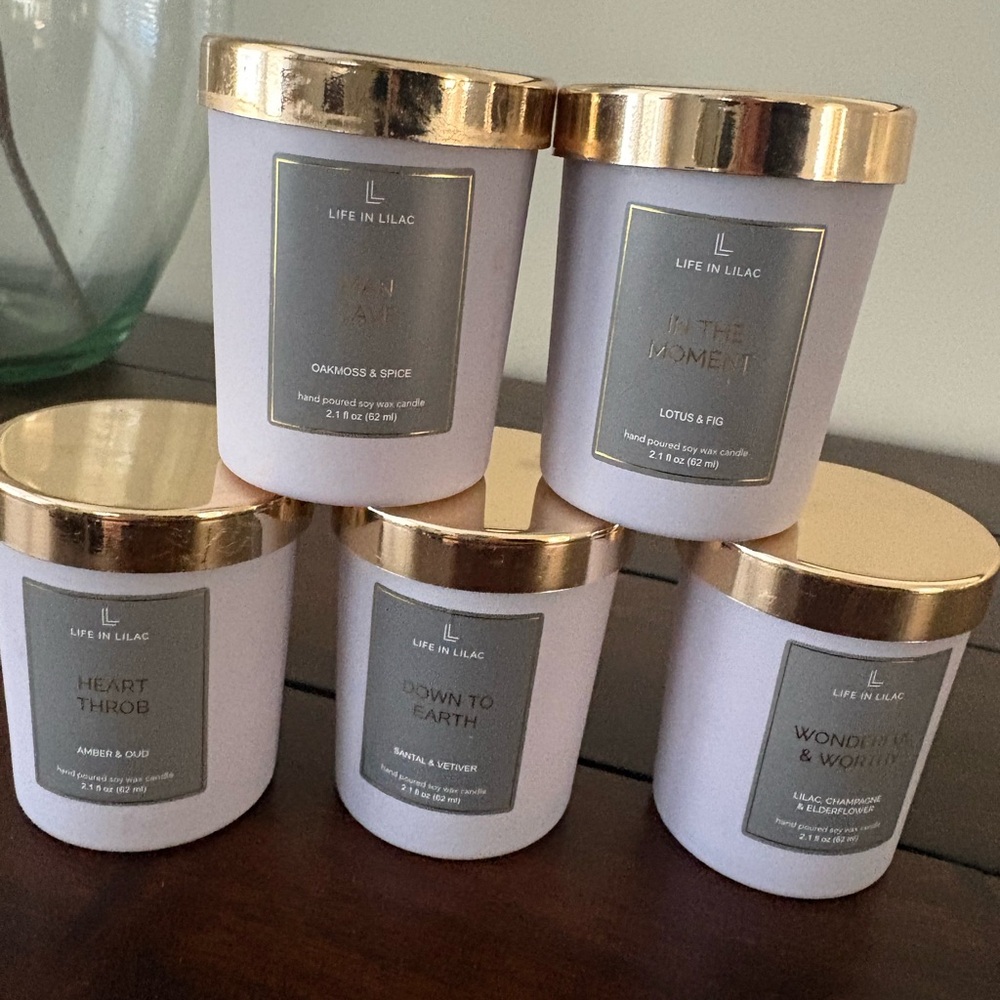 Life in Lilac Scented Candle Set with Gold Lids